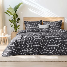 Goldea bavlnené posteľné obliečky - mozaika na tmavo sivom 240 x 220 a 2ks 70 x 90 cm
