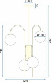 Toolight Toolight, stropné svietidlo 1xE27 APP1003-6CP, zlatá, OSW-05551