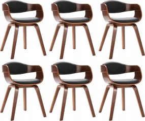 vidaXL Stolové stoličky, 6 ks, ohýbané drevo a umelá koža
