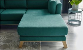 Tyrkysovomodrá rohová pohovka Bobochic Paris Seattle, pravý roh