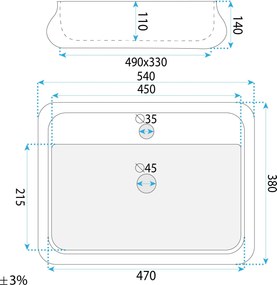 Rea Castel, umývadlo na dosku 530×380×140 mm, antický bronz, REA-U3508