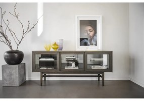 Hnedá vitrína v dekore duba s posuvnými dverami 170x75 cm Hazelton – Rowico