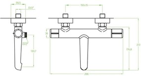 Laveo Pretto, nástenná vaňová batéria 150mm, čierna matná, LAV-BAO_710D