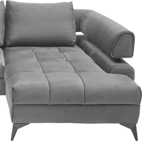 Rohová sedacia súprava Paris, stredne šedá látka, pravý roh