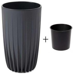 PLASTOVÝ KVETINÁČ STRIPPED ECO 51X30 CM ANTRACITOVÁ