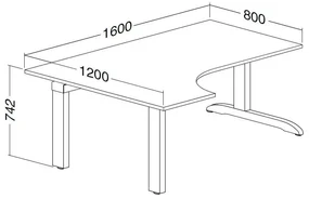 Ergonomický stôl ProOffice C 180 x 120/80 cm, ľavý, buk