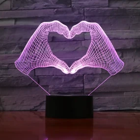 3Dmix 3DL-BTB013 – 3D LED nočná lampa - Srdce z rúk (Bluetooth reproduktor - farba biela)