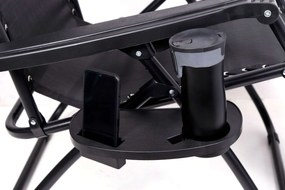 Čierne záhradné polohovacie lehátko Orion