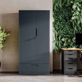 Modulárna kovová multifunkčná skriňa so zásuvkou antracitová MEGAN 1850 x 900 x 400 mm