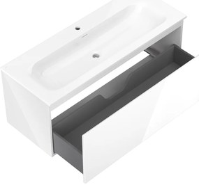 Mexen Orio, kúpeľňová skrinka 120 cm s umývadlom Vela, 1 zásuvka, biela lesklá, 91A10-12047-1-BF00-W23M00