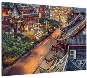 Sklenený obraz - Qintai Road, Čcheng-tu, Čína (70x50 cm)