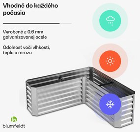 Blumfeldt High Grow vyvýšený záhon, tvar L, odolný voči poveternostným vplyvom, odolný voči korózii, robustný, 742 L