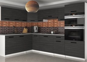 Kuchynská linka Belini 420 cm eben kráľovský s pracovnou doskou Uniqagrande  TOR UNIQAGRANDE/5/WT/HK/0/B1