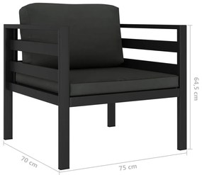 vidaXL 5-dielna záhradná sedacia súprava+podložky, antracitová, hliník 49236