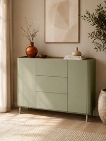 Komoda Elivo 150 cm so zásuvkami na nožičkách - eukalyptus / dub baltic dune