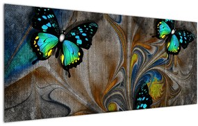 Obraz - Žiariví motýle na obraze (120x50 cm)