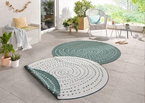 NORTHRUGS - Hanse Home koberce Kusový koberec Twin-Wendeteppiche 103111 grün creme – na von aj na doma - 200x200 (priemer) kruh cm