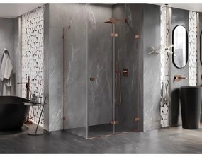 Mexen Lunar-F, 1-krídlový sprchový kút so skladacími dverami, pravý, 100 x 80 cm, 8mm číre sklo, ružové zlato profil, 836-100-080-60-00-P