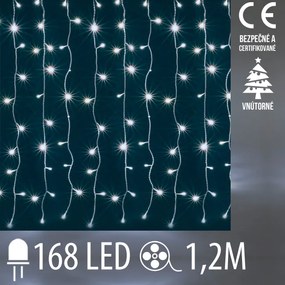 Vianočná led svetelná záclona vnútorná - záves - 168led - 1,2m studená biela