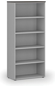 Kancelársky regál PRIMO GRAY, 800 x 420 x 1781 mm, sivá/wenge