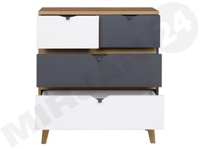 Komoda Thalia TM05 K4SZ (dub zlatý + grafit + biela). Vlastná spoľahlivá doprava až k Vám domov. 1058334