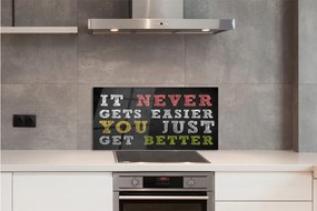 Sklenený obklad do kuchyne farebný nápis 140x70 cm