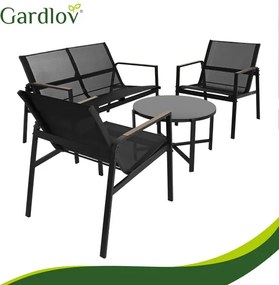 Záhradný nábytok – balkónová zostava stôl + pohovka + 2 kreslá