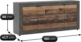 Vintino Posuvná komoda LARGO 180 cm dub čierny