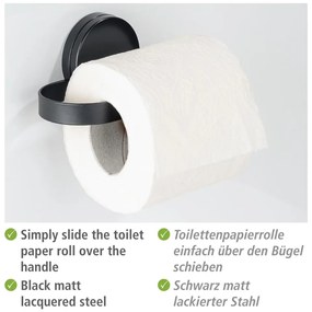 Čierny držiak na toaletný papier Wenko Static-Loc® Pavia