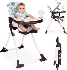 ECOTOYS Detská jedálenská stolička pre deti 6–36 mesiacov, 3-bodové pásy, podnožka