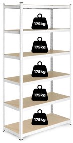 ModernHome Skladovací regál 222x110x50 cm - 6 políc, pozinkovaná oceľ, 1050 kg - ModernHome