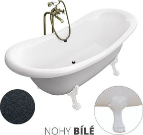 Besco Voľne stojaca vaňa zo sanitárneho kompozitu Amelia Glam G 190x77 s prepadom BESCO-Typ výpuste: Click-Clack s prepadom, čierna matná, BESCO-Nôžk…