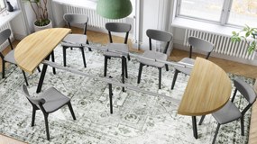 VITO Dub Americký / čierne nohy - VEĽKÝ OKRÚHLY STÔL Ø110 ROZKLADACÍ AŽ DO 310 cm S NOHAMI Y LOFTOVÝ / INDUSTRIÁLNY