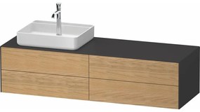 DURAVIT White Tulip závesná skrinka pod umývadlo na dosku (umývadlo vľavo), 4 zásuvky, 1600 x 550 x 408 mm, dub prírodný masív/grafit matný, WT4867LH5580000