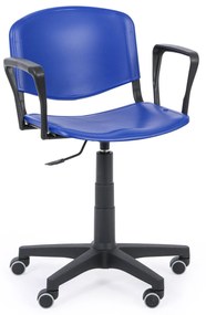Pracovná stolička ISO s podpierkami rúk, otočná, modrá