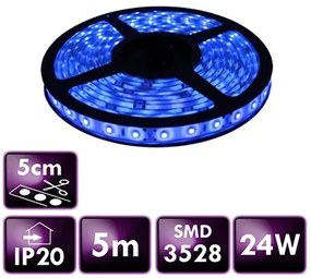 ECOLIGHT LED pásik - SMD 2835 - 5m - 60LED/m - 4,8W/m - modrý - IP20 - s konektorom