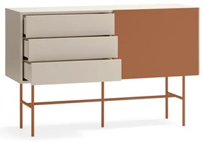 Nízka komoda s posuvnými dverami v béžovo-tehlovej farbe140x91 cm Nube – Teulat