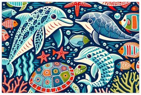 Obraz – Kreslené vodné zvieratká (90x60 cm)