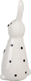 Bielo-čierna keramická dekorácia králiček so srdiečkom - 5*4*13 cm