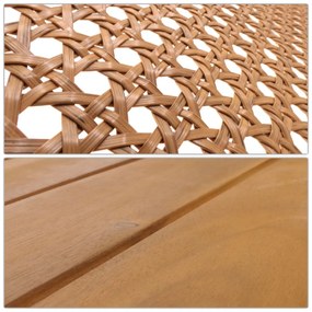 Záhradná súprava 2 kresiel, pohovky a stolíka HWC-N46, akáciové drevo - sivé vankúše