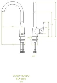 Laveo Rondo, kuchynská batéria stojaca h-302, chrómová, LAV-BLX_068D