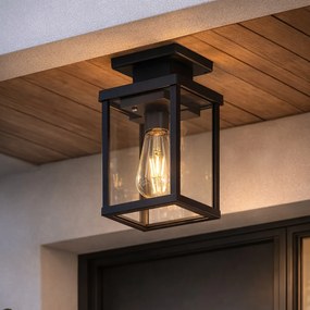 Moderné vonkajšie stropné svietidlo čierne s pohybovým senzorom IP44 - Rotterdam