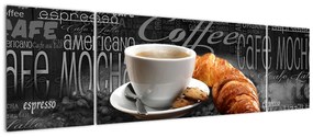 Káva s croissantom - obraz