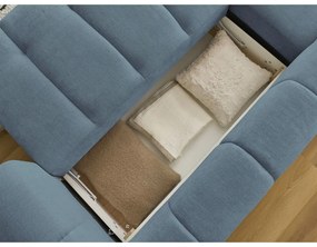 Modrá rozkladacia/s úložným priestorom rohová pohovka (ľavý roh/s leňoškou) Fuji – Bobochic Paris