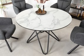 Jedálenský stôl Kruhový 120 cm - biely mramor