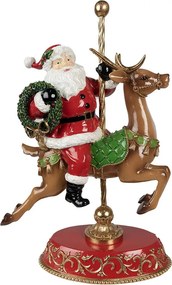 Červená vianočná dekorácia Santa na jelinku - 29*14*46 cm