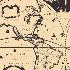 Ozdobný paraván Mapa světa Retro Vintage - 180x170 cm, päťdielny, klasický paraván