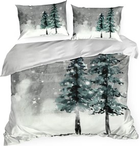 VIANOČNÉ SATÉNOVÉ OBLIEČKY FOREST 140X200 CM, 1 KS 70X80 CM VZOROVANÉ