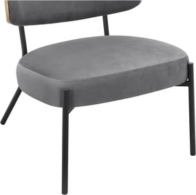 Sivé zamatové kreslo s podnožkou Jerry – Støraa