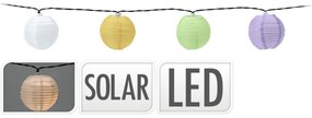 ProGarden Solárna reťaz s farebnými LED lampiónmi, 3 m, teplá biela